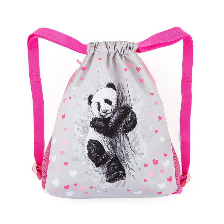 Kép Bagmaster BETA 22 B iskolatáska papucshoz / tornazsák - panda rózsaszín 1,5 l