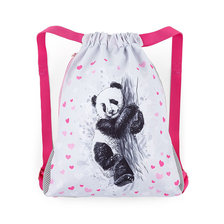 Kép Bagmaster PRIM 23 B iskolatáska papucshoz / tornazsák - panda rózsaszín 1,5 l